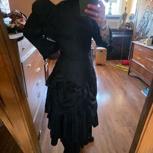 Promise Black Asymmetrical Ruffled Dress